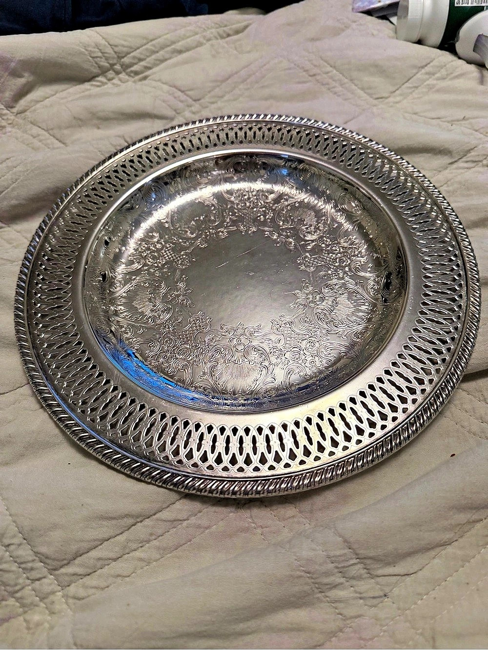 Oneida Engraved Silver Serving Platter